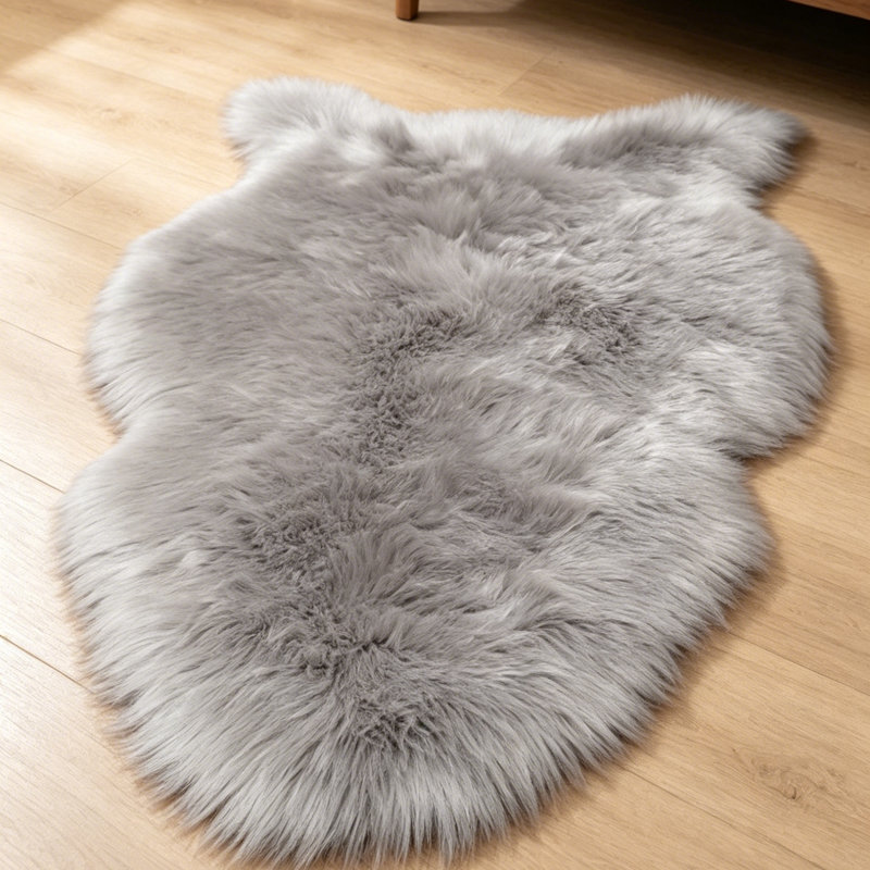 Solid Colour Faux Sheepskin 90cm X 60cm Area Rug