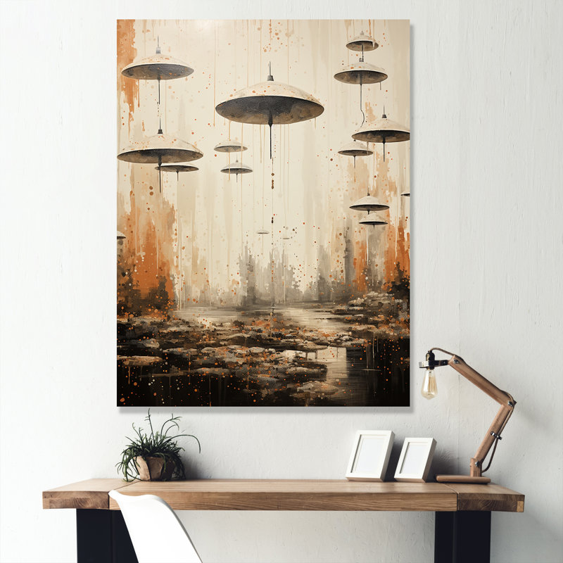 " Minimalism Ufos ", Black Picture Framed, 20" H x 12" W