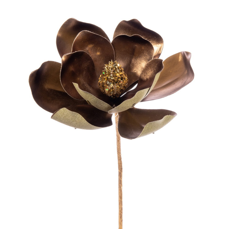 Vickerman 13" Artificial Copper Magnolia Pick 3/Bag. Includes three pieces per bag.