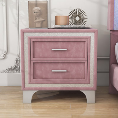 Coquelourde Mid Century 2-Drawer Nightstand with Metal Legs for Bedroom