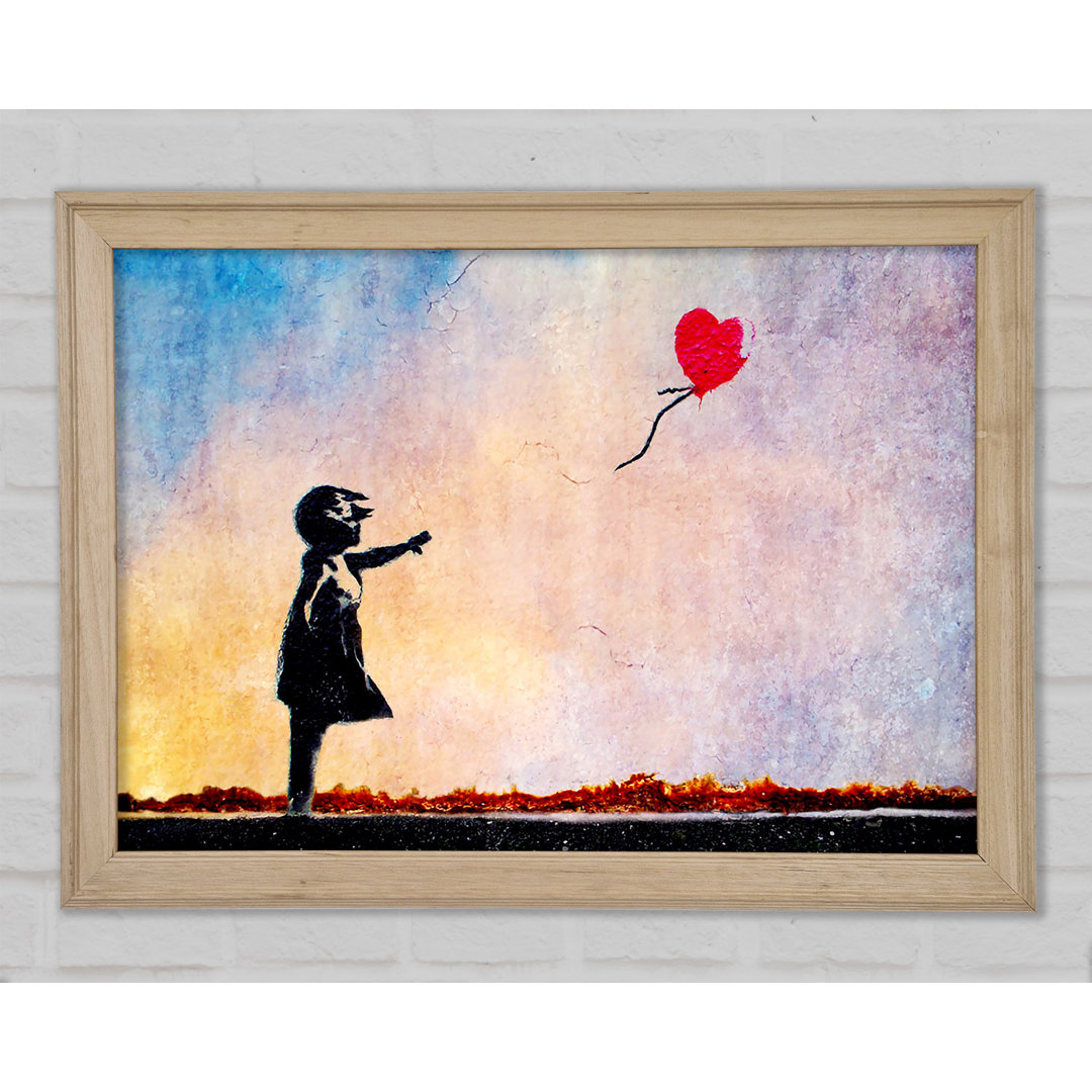 Love Heart Balloon Sunset - Einzelbildrahmen Kunstdrucke