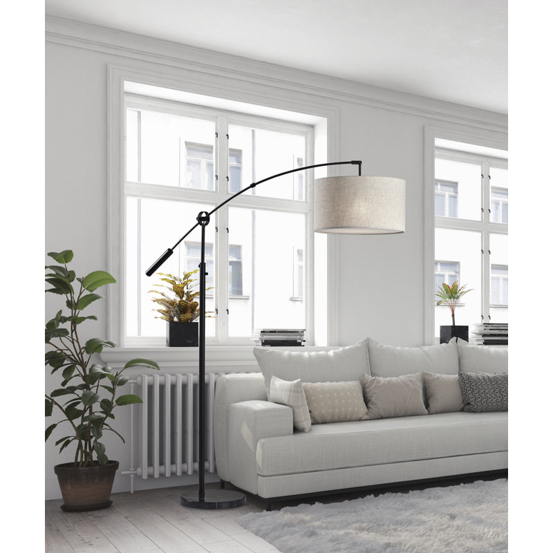 Lampe sur pied arquée 81 po Kata, Noir, Beige
