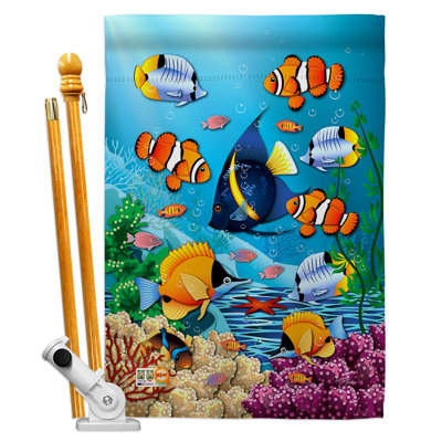 "corail" en polyester vertical décoratif à 2 côtés 40 x 28 po ensemble de drapeau
