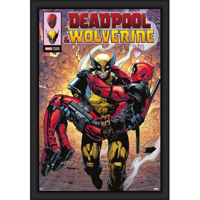 «Deadpool Wolverine», affiche d'art encadrée de 24 po x 36 po - cadre en bois avec verre plexi