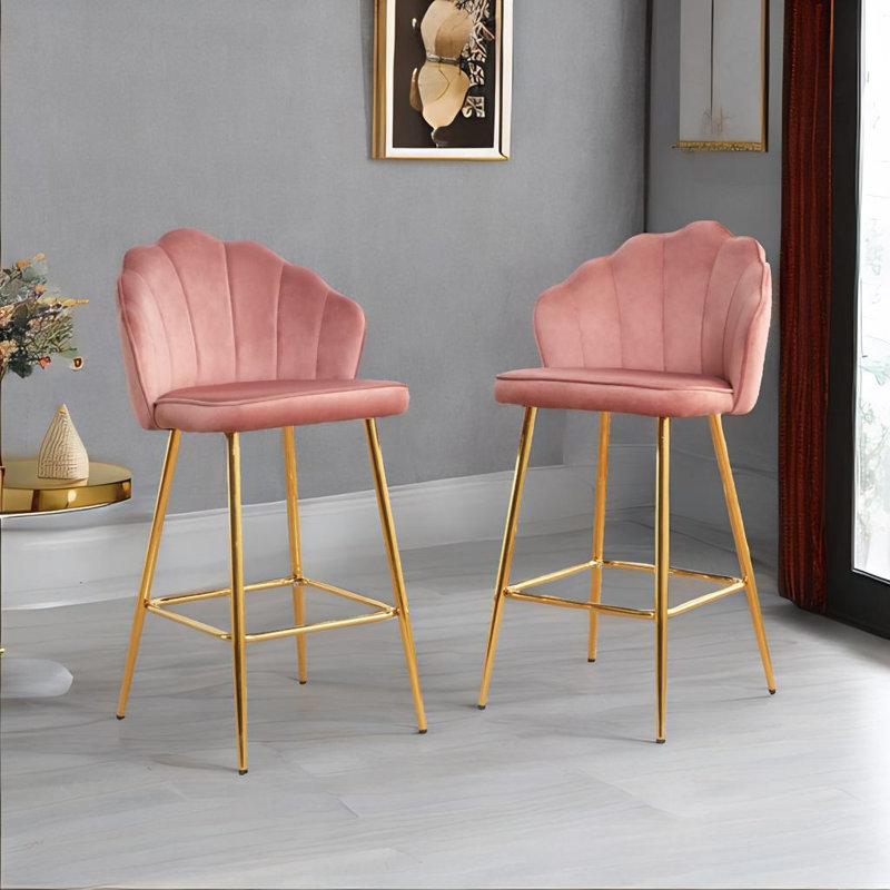 Chaise de bar en forme de coquillage, Rose