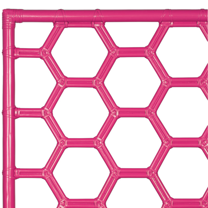 Honeycomb Wicker/Rattan Open-Frame Headboard, Hot Pink, King