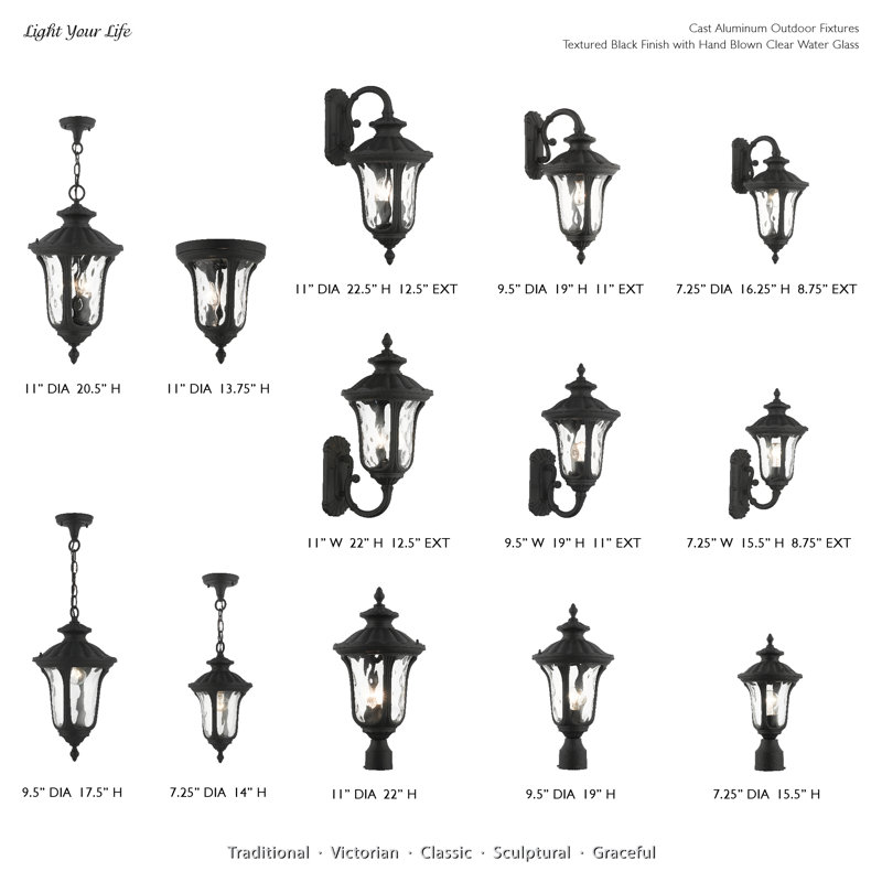 Arelene Outdoor Pendant, 17.5" H x 9.5" W, Textured Black