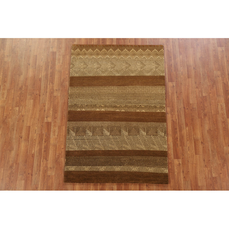 One-of-a-Kind 4'1" x 6'1" New Age Rectangle Wool Area Rug in Brown
