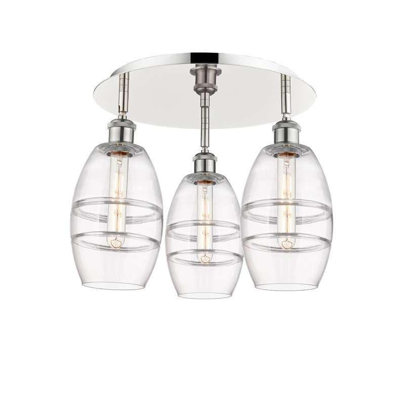 Plafonnier encastré Dundrod, Nickel poli, H 9,13 po x l 17,63 po x P 17,63 po, Transparent