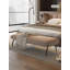 Banc en bois massif recouvert de polaire sherpa et d'acier au carbone, style luxueux et léger, pour salon et chambre.-537922521