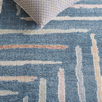 Tapis lavable bleu / ivoire Setebos