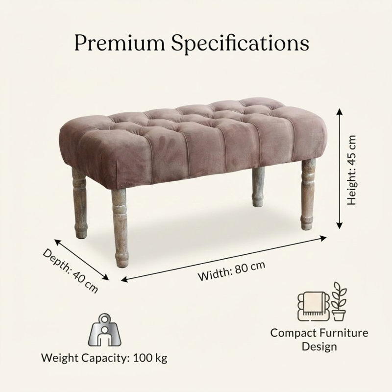 Upholstered Ottoman Footstool, Hand Finished Marshmallow Style Foot Rest - Comfortable Stool for Living Room, Bedroom & Lounge