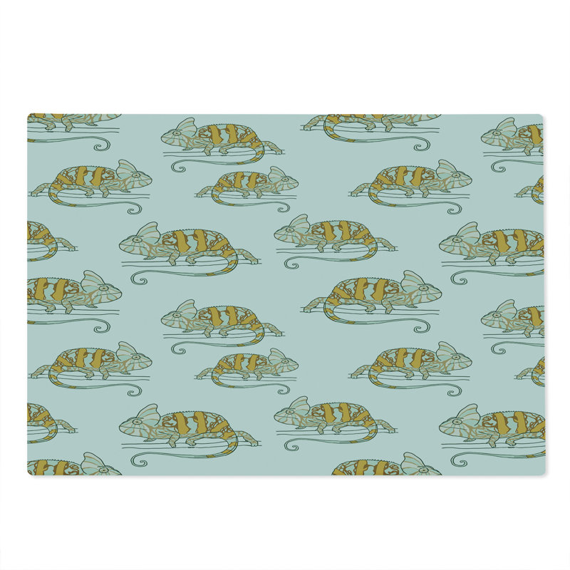 Ambesonne Colourful Cutting Board Large Size Wild Chameleon Lizard Multicolor