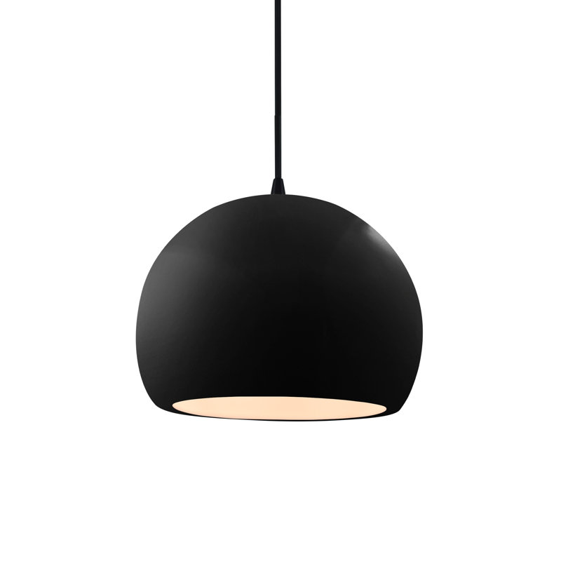 Luminaire suspendu à 1 lumière Aschwin, H 6 po x l 7 po x P 7 po, Noir brillant / blanc mat, Noir mat