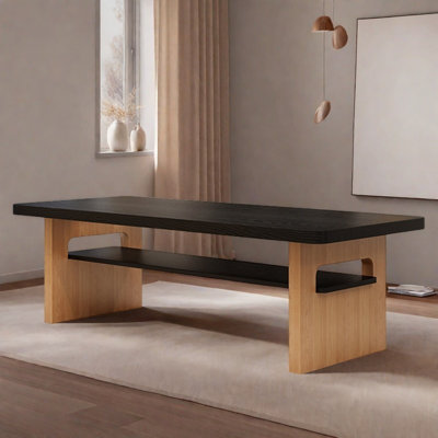 Modern simple black solid wood dining table