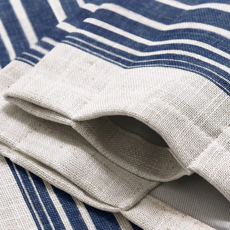 Akhill Striped Tailored Window Valance, 52" W x 14" L, Dark Blue