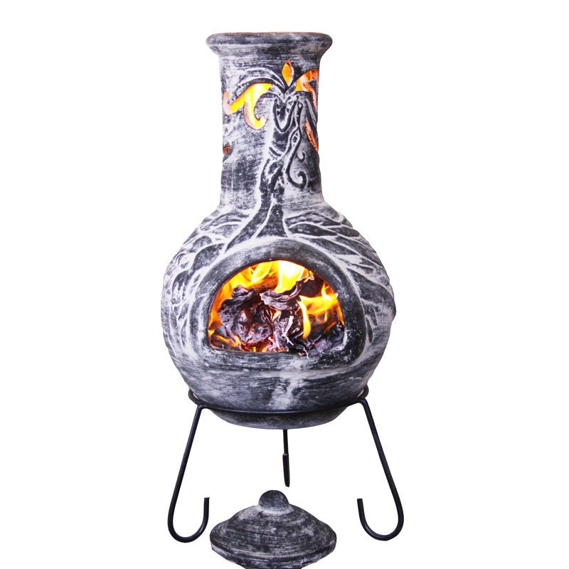 Column Clay Smokeless Chimnea, Grey