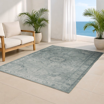 Tabriz Green Indoor and Outdoor Area Rug