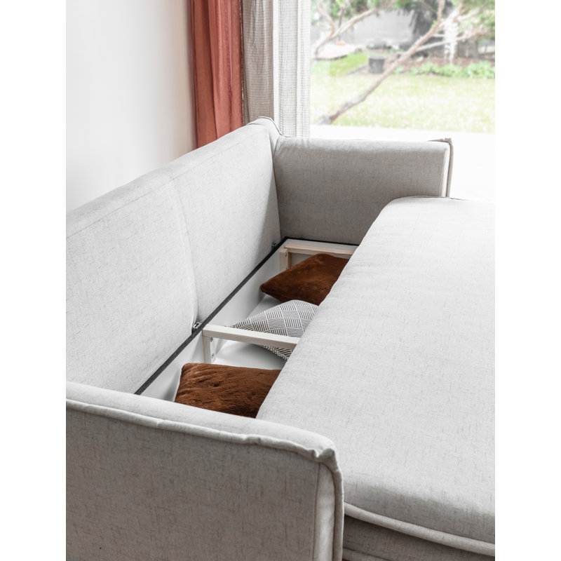 Charming Charlie 3 Seater Sofa Bed, Beige Linen