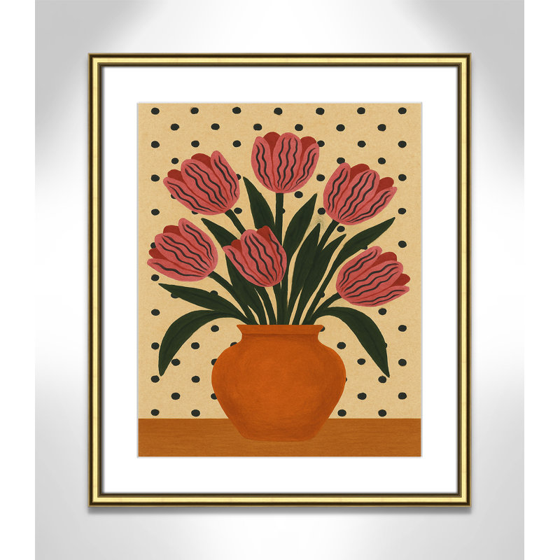 Imprimé de fleurs en pot par Barsrsind, L 22,75 po x H 26,75 po, Imprimé mat, Or classique