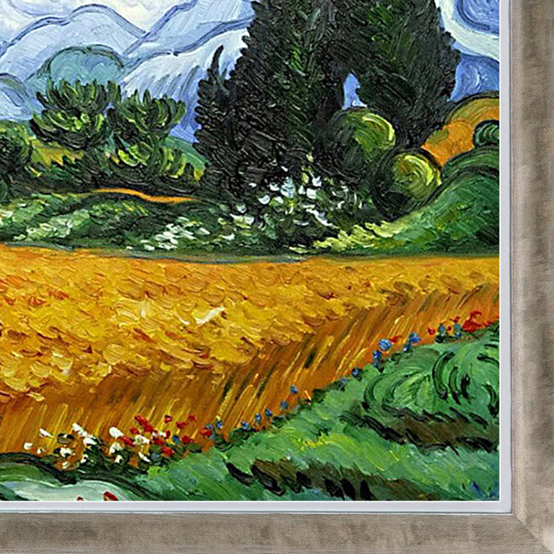 «Champ de blé avec cyprès» par Vincent Van Gogh - Reproduction d'art sur toile encadrée, H 22,4 po x l 26,4 po x P 2 po