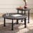 Retro Black Solid Wood Round Coffee Table Sets