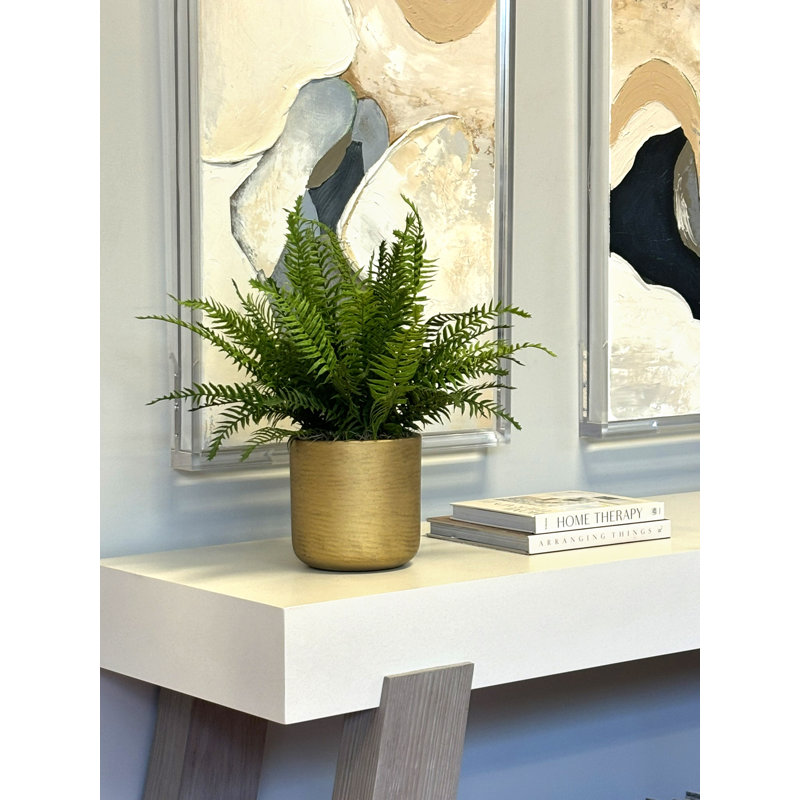 Outdoor UV-Rated Fern in Fiberstone Pot