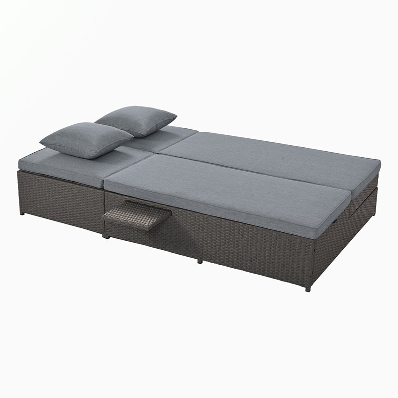 77.94'' Wide Patio Daybed with Cushions, Gray