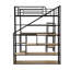 Lit mezzanine en métal avec escalier, bureau intégré et tablettes de rangement-302742437