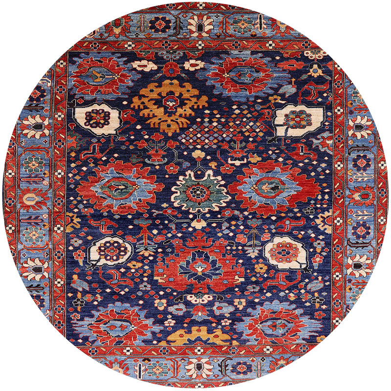 Tapis 100% moderne lavable à la machine de style Mid-Century 1951, Rond 8 pi