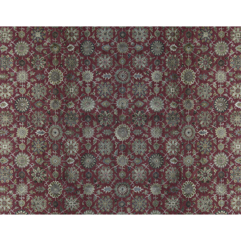 Tapis rouge et crème noué à la main de haute qualité