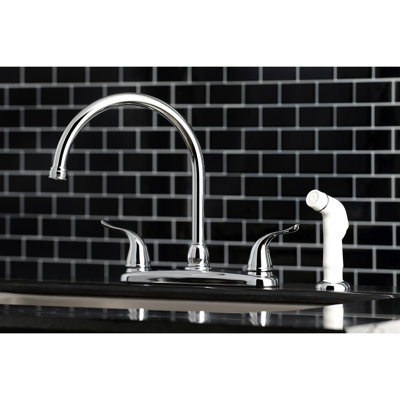 Kingston Brass Yosemite Two-Handle 4-Hole 8" Centerset Kitchen Faucet with Side Sprayer