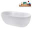 67" Streamline Soaking Glossy White Freestanding Tub and Tray With Internal Drain-101413051