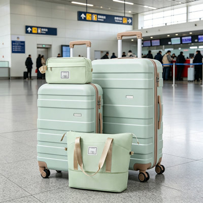 4-Piece Luggage Set - 20in Carry-On, 28in Checked Suitcase with TSA Lock Travel Duffel Bag Wet-Dry Toiletry Bag