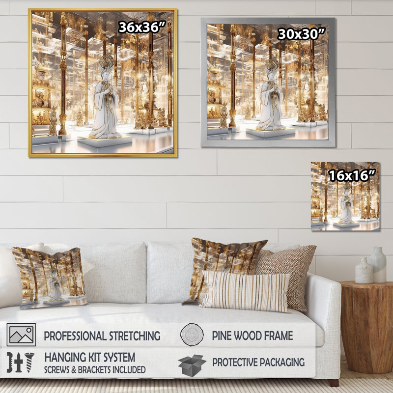 Déesse indoue blanche - élégance Divine - imprimé, H 36 po x l 36 po x P 1,5 po, Cadre simple argenté