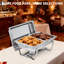 Ensemble de 8 plats de réchaud en acier inoxydable pour buffet avec 2 moules à nourriture demi-taille Chafing