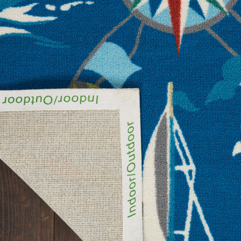 Nautical Blue Diamond Synthetic Indoor/Outdoor Rug