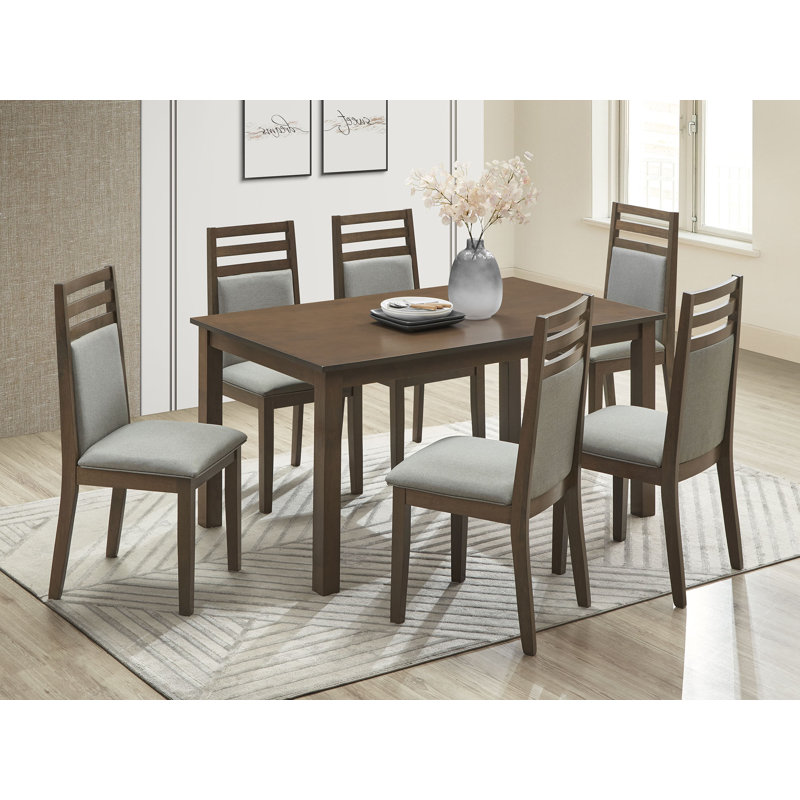 Cousar Rectangular Apartment Size Solid Top Walnut Dining Set- Seats 6