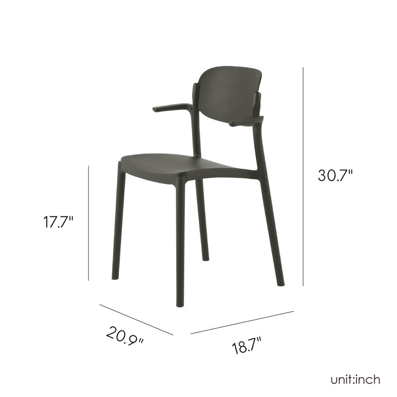 Chaise avec accoudoirs empilable Nallely, Gris