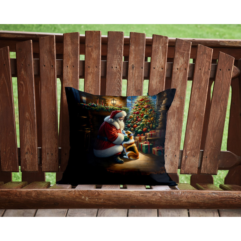 Coussin Corgi and Santa Claus, H 14 po x l 14 po
