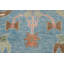 Tapis bleu clair et ivoire à motif floral Oushak 9 x 12