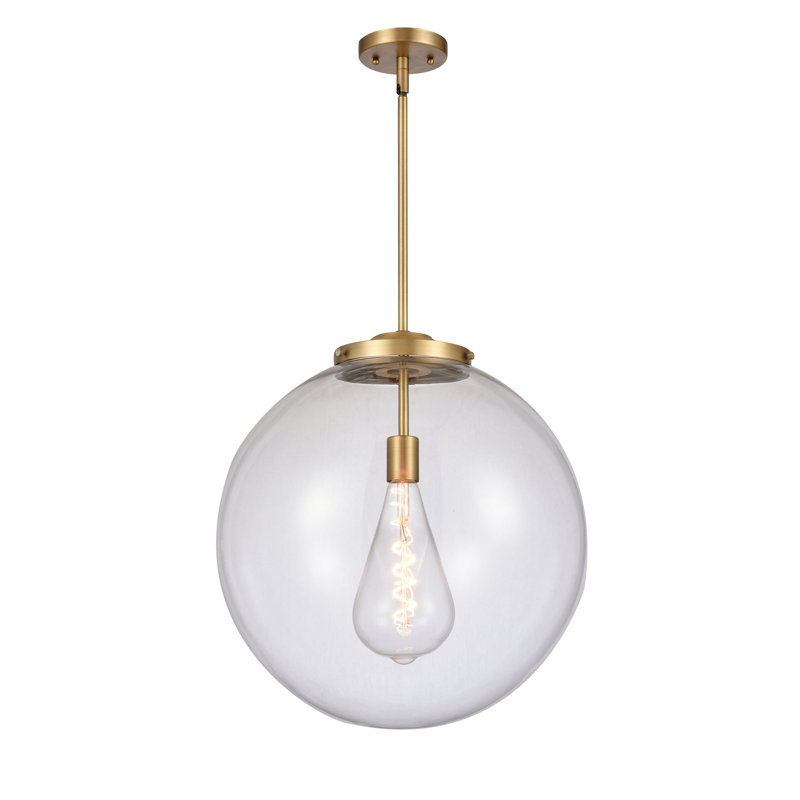 Luminaire suspendu sphère 1 lumière Frederick, H 19 po x l 18 po x P 18 po, Clair, Noir mat