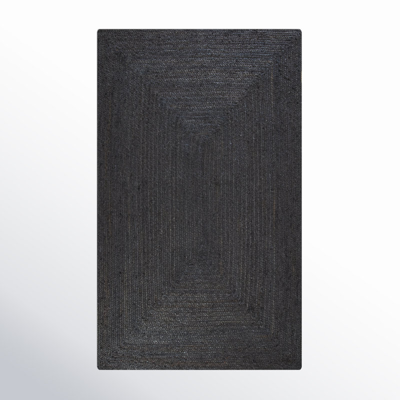 Tapis gris anthracite en jute / sisal tressé à la main Gage, Rectangle 3 pi x 5 pi