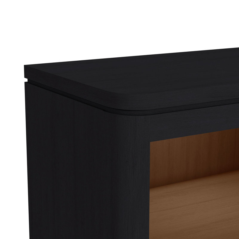 Table de chevet Knobel avec USB et DEL en noir, Noir