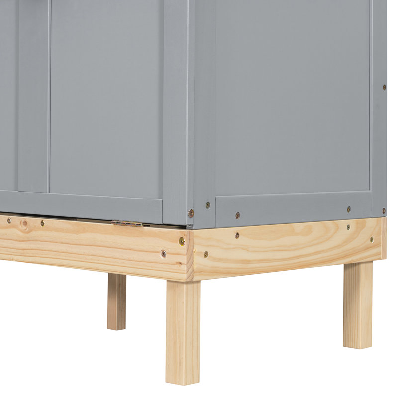 Grand lit en gris, fonctionnalité d'espace avec deux choix de finition, bois de pin et construction, facile à assembler, grand espace de rangement gris avec design, options élégantes, structure solide, installation rapide