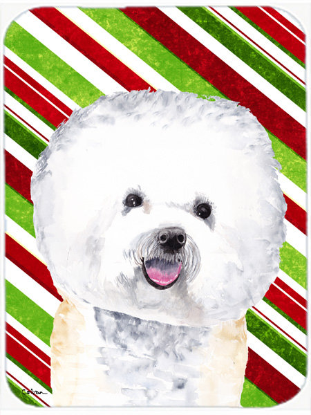 The Holiday Aisle® Bichon Frise Candy Cane Holiday Christmas Tempered Glass Cutting Board