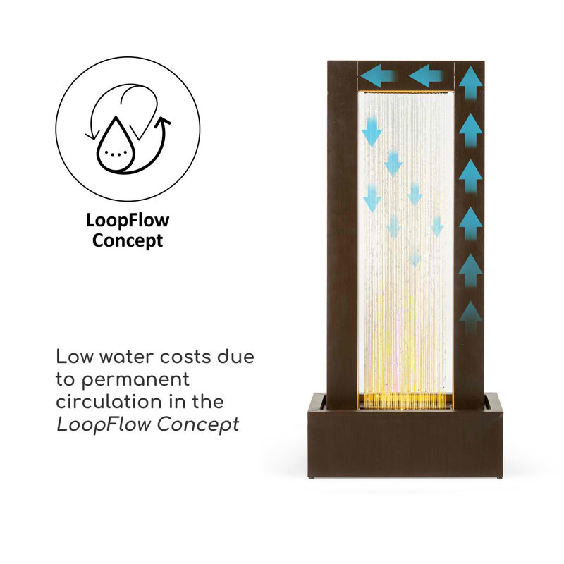 Metal Weather Resistant Floor Fountain with Light