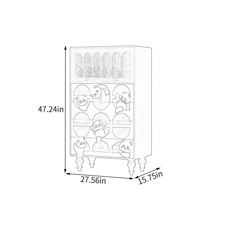 Armoire de rangement à quatre tiroirs et une porte