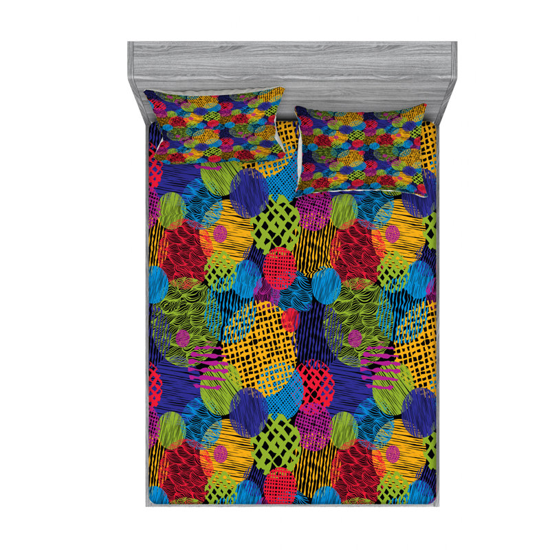 Microfiber Geometric Sheet Set, Full Sheet Set + Fitted Sheet + 2 Pillowcases