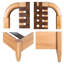 Grand lit tissé en similicuir avec éléments de style Mid-Century, structure en bois massif, tête de lit à style ouvert, pieds fuselés, 5 lattes, lit à assembler, conception, fabrication, finition érable arrondi